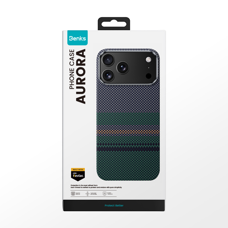 Apple iPhone 17 Pro Max Kılıf M-safe Şarj Özellikli Karbon Fiber Tasarımlı Benks Aurora ArmorAir Kevlar Kapak - 6