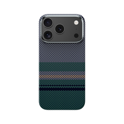 Apple iPhone 17 Pro Max Kılıf M-safe Şarj Özellikli Karbon Fiber Tasarımlı Benks Aurora ArmorPro Kevlar Kapak Yeşil