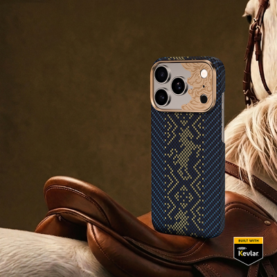 Apple iPhone 17 Pro Max Kılıf M-safe Şarj Özellikli Karbon Fiber Tasarımlı Benks Knight ArmorAir Kevlar Kapak Lacivert