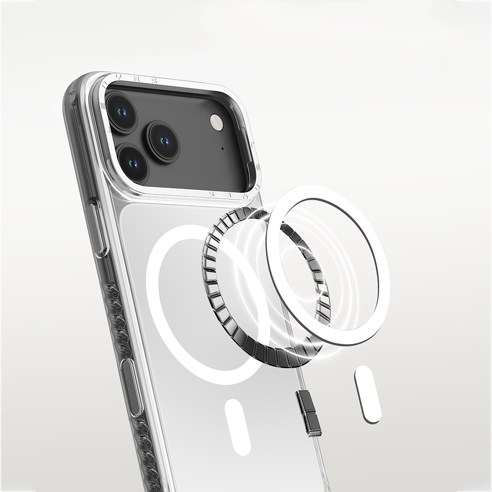 Apple iPhone 17 Pro Max Kılıf M-safe Şarj Özellikli Metal Kamera Çerçeveli Airbag Tasarımlı Lenyes CK221 Sert PC Kapak - 3