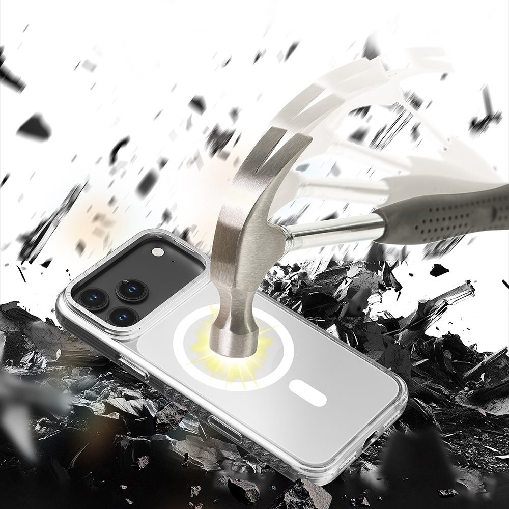 Apple iPhone 17 Pro Max Kılıf M-safe Şarj Özellikli Metal Kamera Çerçeveli Airbag Tasarımlı Lenyes CK221 Sert PC Kapak - 4