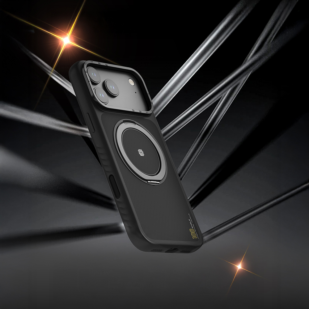 Apple iPhone 17 Pro Max Kılıf M-safe Şarj Özellikli Metal Standlı Lenyes CK225 Kevlar Kapak - 6