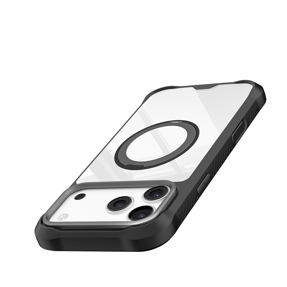 Apple iPhone 17 Pro Max Kılıf M-safe Şarj Özellikli Parmak Ring Standlı Airbag Tasarımlı Mutural Obsidian Serisi Kapak - 5