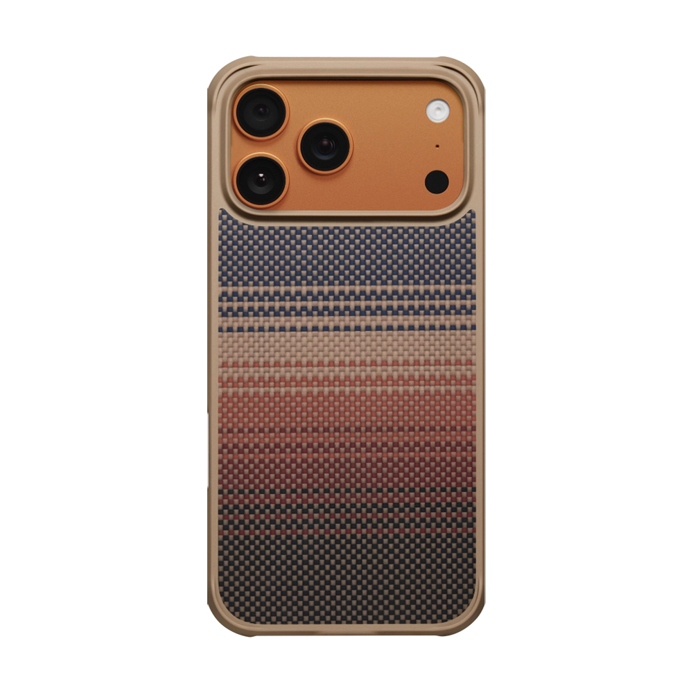 Apple iPhone 17 Pro Max Kılıf M-safe Şarj Özellikli Pitaka Tactile Woven Sunset-Moonrise Aramid Pro Guard Serisi Kapak - 1