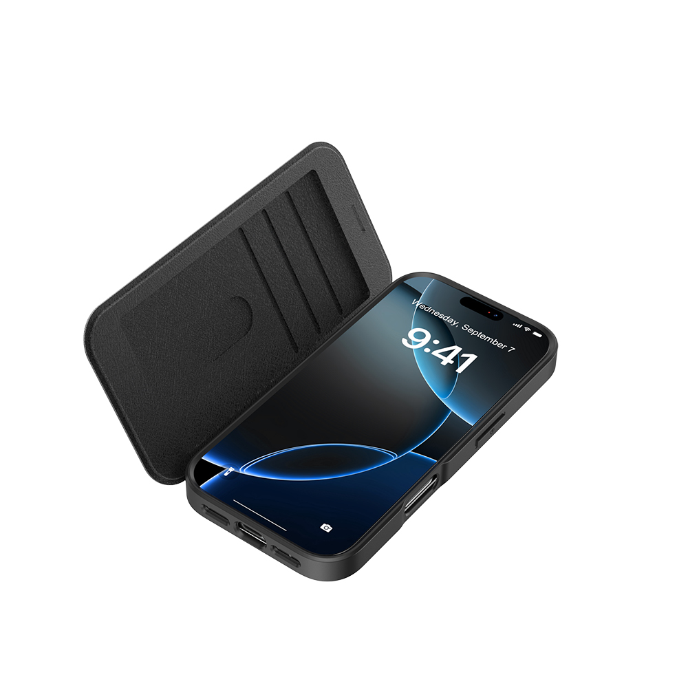 Apple iPhone 17 Pro Max Kılıf M-Safe Şarj Özellikli Raptic Air Folio Şeffaf Kartlıklı Kapaklı Kılıf - 7