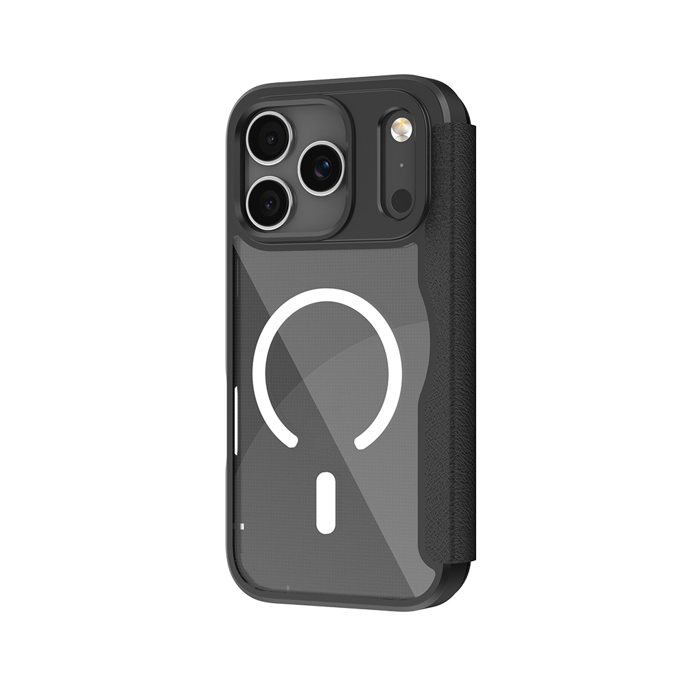 Apple iPhone 17 Pro Max Kılıf M-Safe Şarj Özellikli Raptic Air Folio Şeffaf Kartlıklı Kapaklı Kılıf - 10