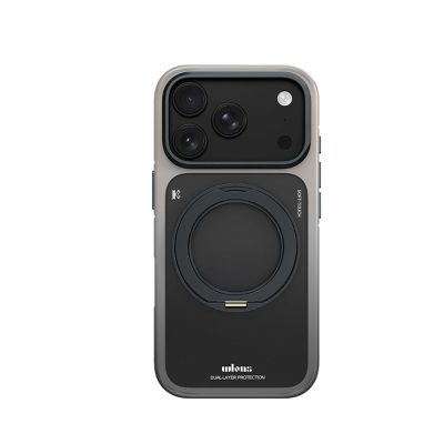 Apple iPhone 17 Pro Max Kılıf M-safe Şarj Özellikli Sert PC Wlons Arvox Standlı Kapak Siyah