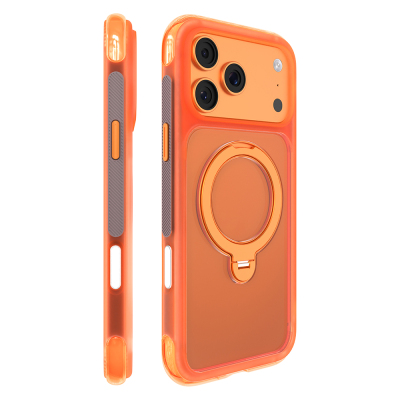 Apple iPhone 17 Pro Max Kılıf M-safe Şarj Özellikli Standlı Airbag Tasarımlı Mutural Air Shield Serisi Kapak Turuncu