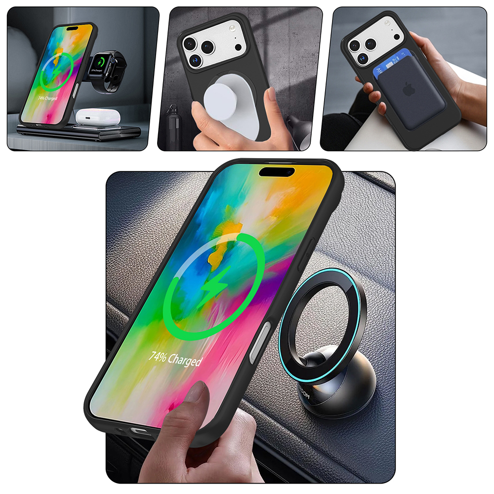 Apple iPhone 17 Pro Max Kılıf M-safe Şarj Özellikli Standlı Zore Samara Kapak - 12