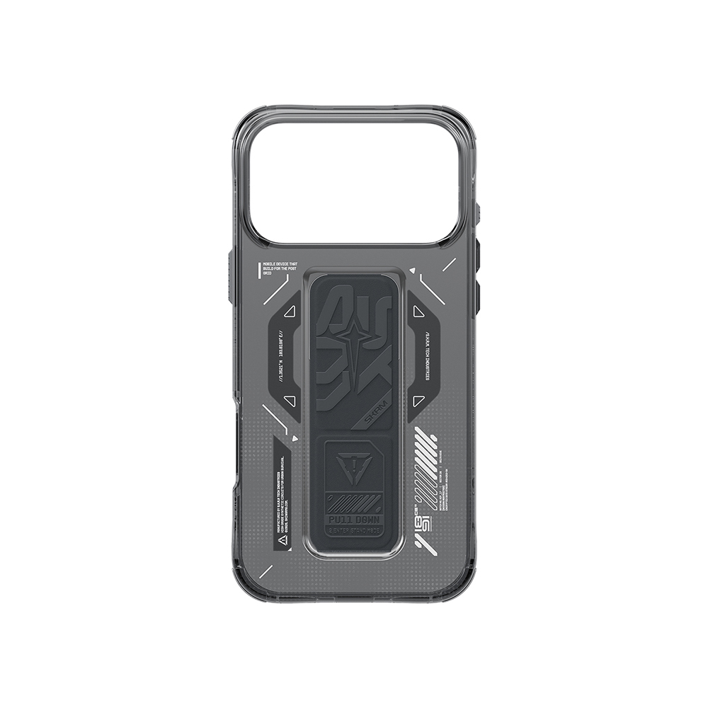 Apple iPhone 17 Pro Max Kılıf M-safe Şarj Özellikli Teknoloji Desenli Skinarma Helio Mag Charge Standlı Kapak - 10