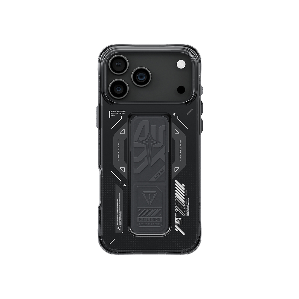 Apple iPhone 17 Pro Max Kılıf M-safe Şarj Özellikli Teknoloji Desenli Skinarma Helio Mag Charge Standlı Kapak - 3