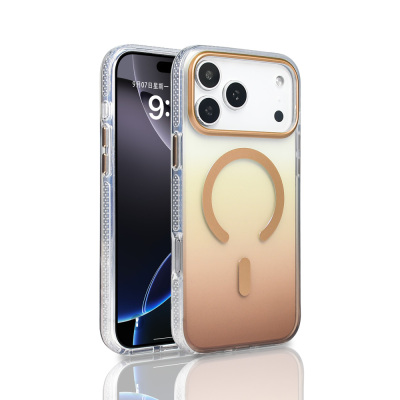 Apple iPhone 17 Pro Max Kılıf M-safe Şarj Özellikli Transparan Renk Geçişli Zore Toros Kapak Gold