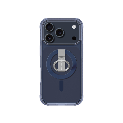 Apple iPhone 17 Pro Max Kılıf M-safe Şarj Özellikli Yüzük Standlı Amazingthing Titan Pro Serisi Kapak Mavi