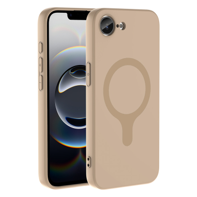 Apple iPhone 17 Pro Max Kılıf M-Safe Şarj Özellikli Zore Aris Silikon Kapak Krem