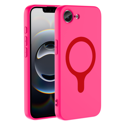 Apple iPhone 17 Pro Max Kılıf M-Safe Şarj Özellikli Zore Aris Silikon Kapak Koyu Pembe