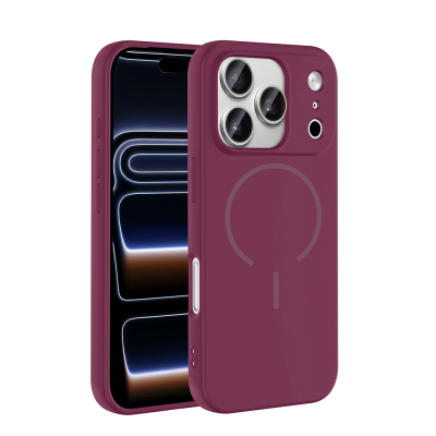 Apple iPhone 17 Pro Max Kılıf M-safe Şarj Özellikli Zore Meta Kapak Koyu Mor