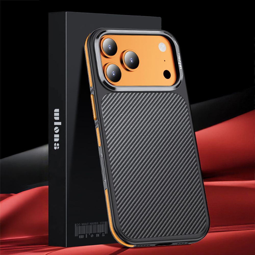 Apple iPhone 17 Pro Max Kılıf Mat Transparan Karbon Fiber Görünümlü Wlons Marin Kapak - 20