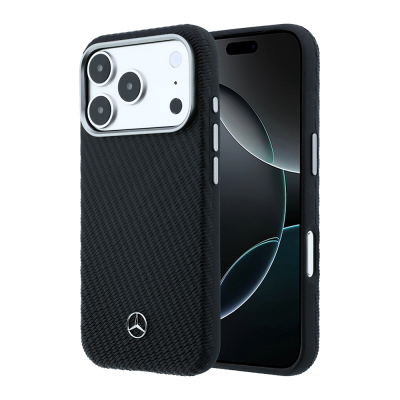Apple iPhone 17 Pro Max Kılıf Mercedes Benz Orjinal Lisanslı M-safe Şarj Özellikli 3D Metal Logolu Wrap Wood Deri Kapak Siyah