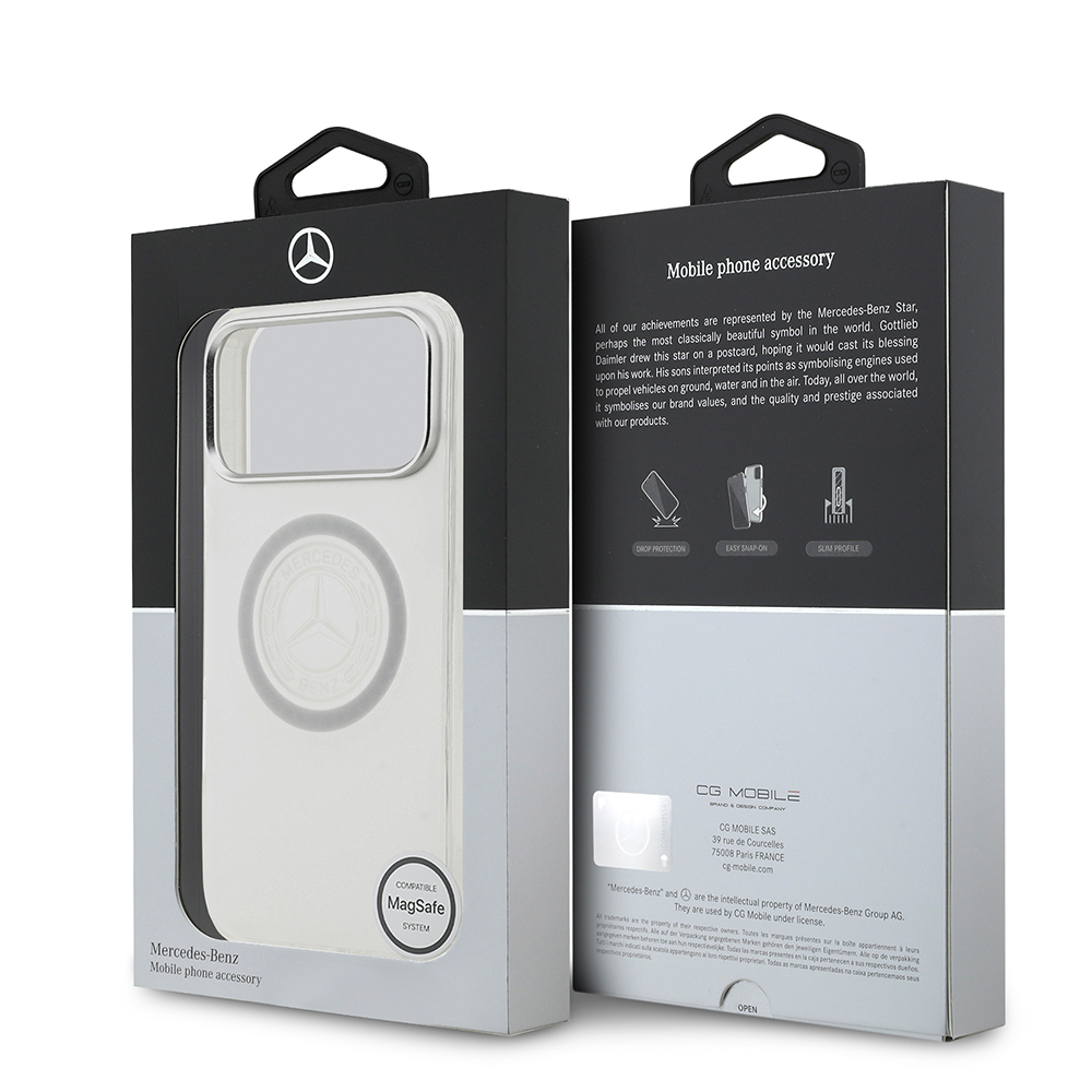 Apple iPhone 17 Pro Max Kılıf Mercedes Benz Orjinal Lisanslı M-safe Şarj Özellikli Buzlu PC Nostaljik Yıldız Dizayn Kapak - 9