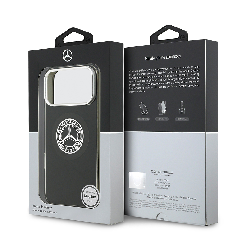 Apple iPhone 17 Pro Max Kılıf Mercedes Benz Orjinal Lisanslı M-safe Şarj Özellikli Çift Katmanlı PC Nostaljik Yıldız Dizayn Kapak - 31