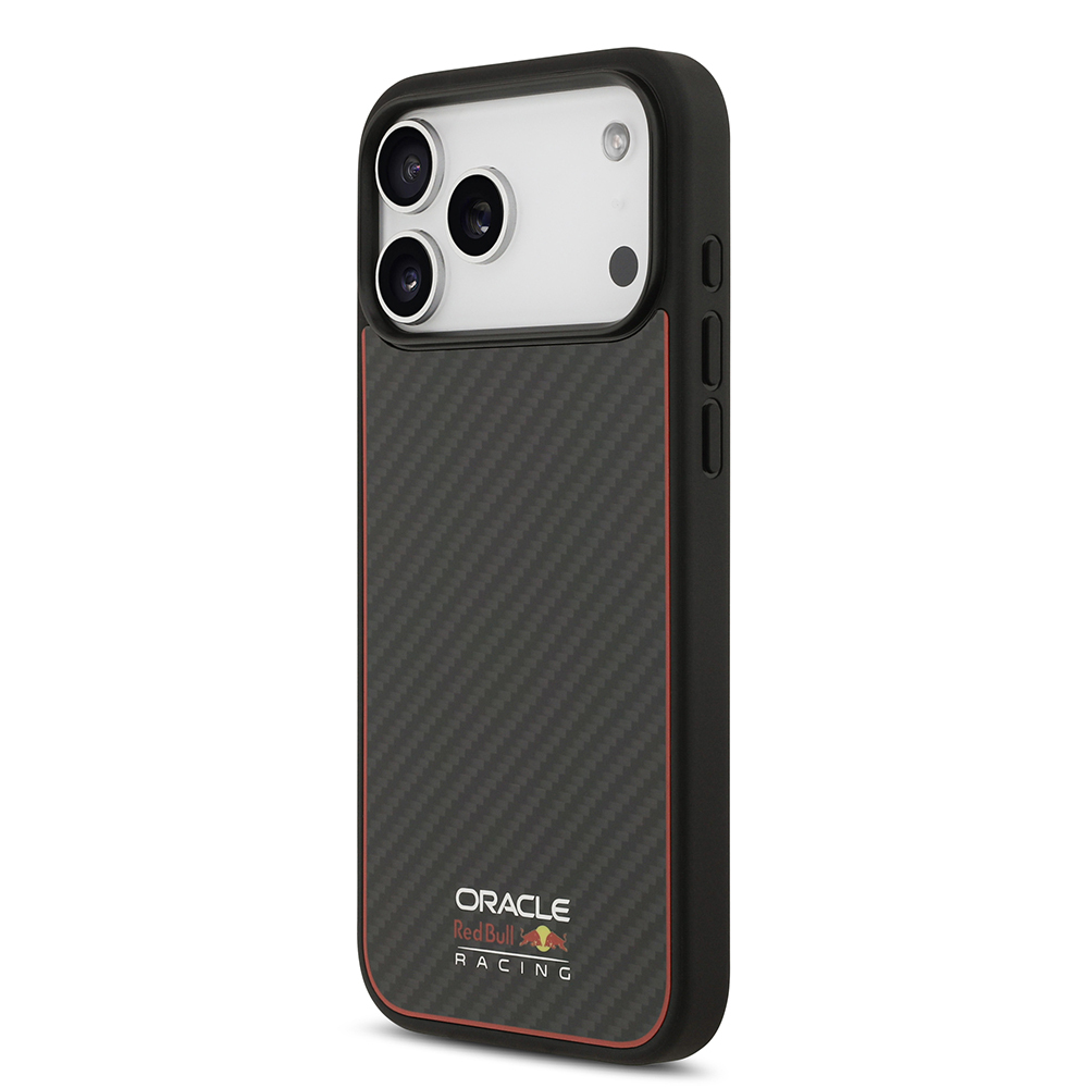 Apple iPhone 17 Pro Max Kılıf Redbull Orjinal Lisanslı M-safe Şarj Özellikli Karbon Fiber Parlayan Logolu Kevlar Kapak - 3