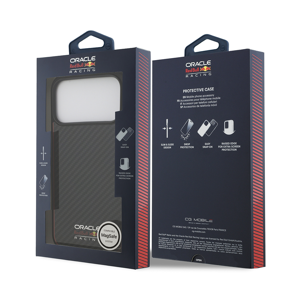 Apple iPhone 17 Pro Max Kılıf Redbull Orjinal Lisanslı M-safe Şarj Özellikli Karbon Fiber Parlayan Logolu Kevlar Kapak - 9
