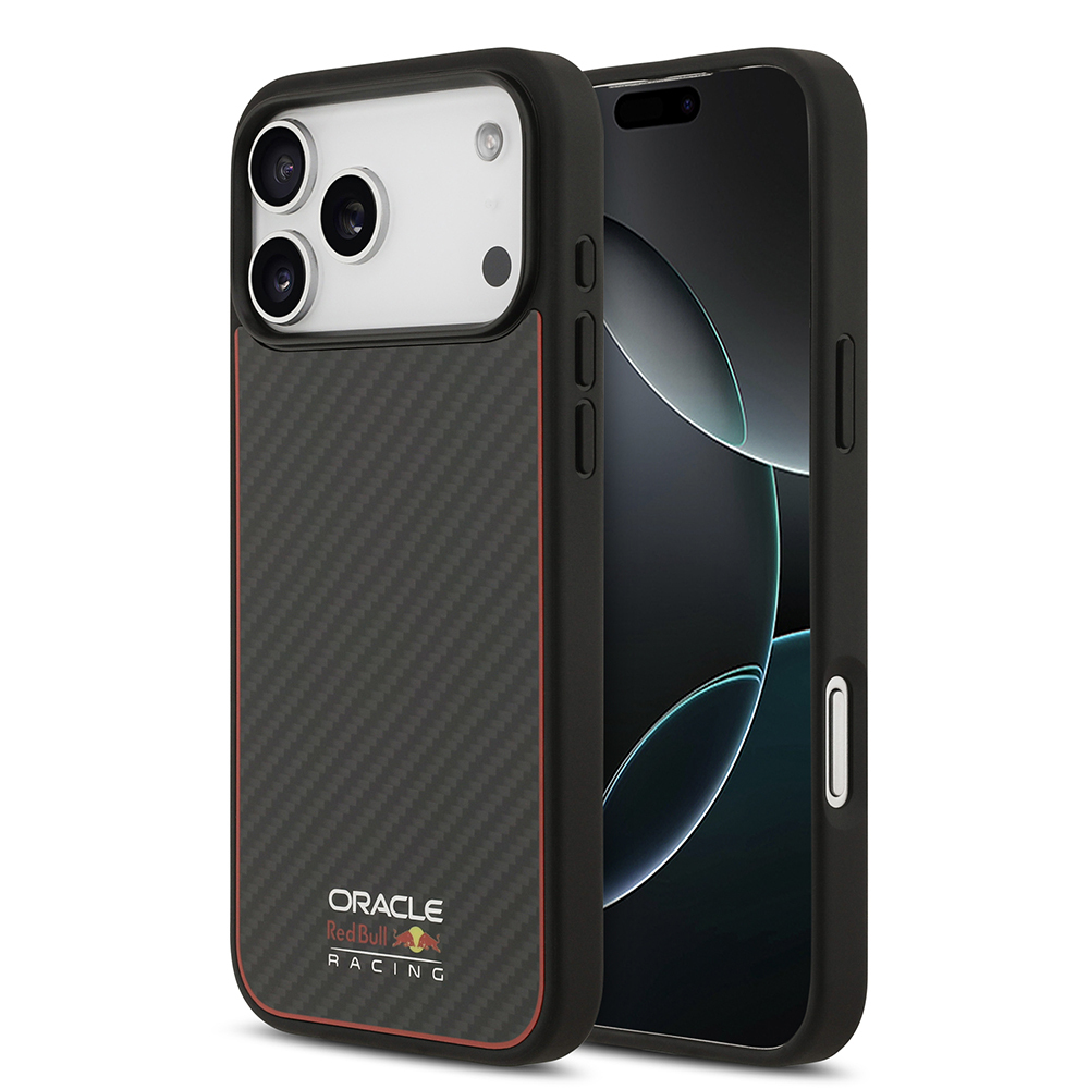 Apple iPhone 17 Pro Max Kılıf Redbull Orjinal Lisanslı M-safe Şarj Özellikli Karbon Fiber Parlayan Logolu Kevlar Kapak - 2