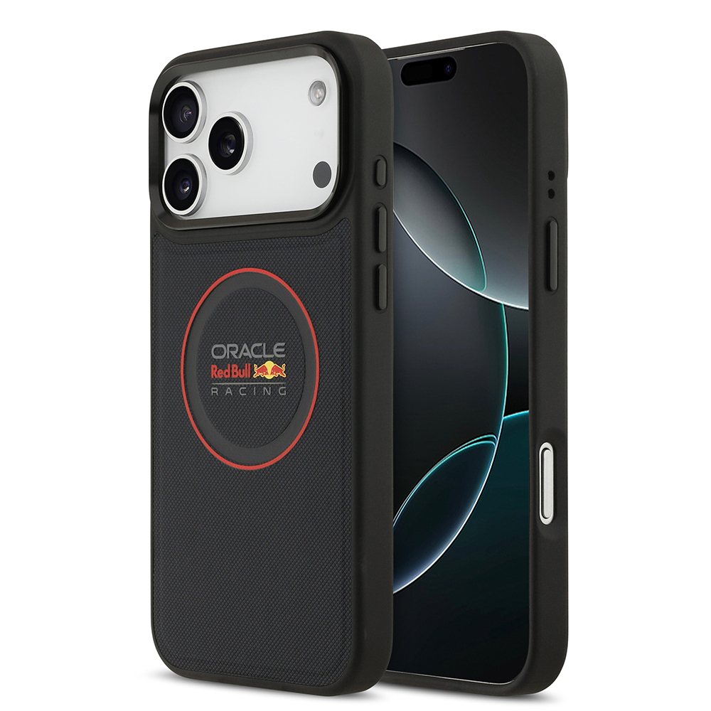 Apple iPhone 17 Pro Max Kılıf Redbull Orjinal Lisanslı M-safe Şarj Özellikli Kırmızı Halka ve Logo Kabartmalı PU Deri Kapak - 1