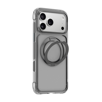 Apple iPhone 17 Pro Max Kılıf Wiwu AG-203 AeroGuard Ultra Serisi M-safe Şarj Özellikli Airbag Tasarımlı Standlı Kapak Gri