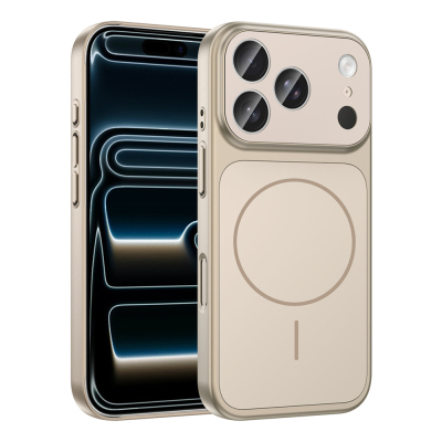 Apple iPhone 17 Pro Max Kılıf Zore M-Safe Şarj Özellikli Kamera Korumalı Formen Kapak Gold
