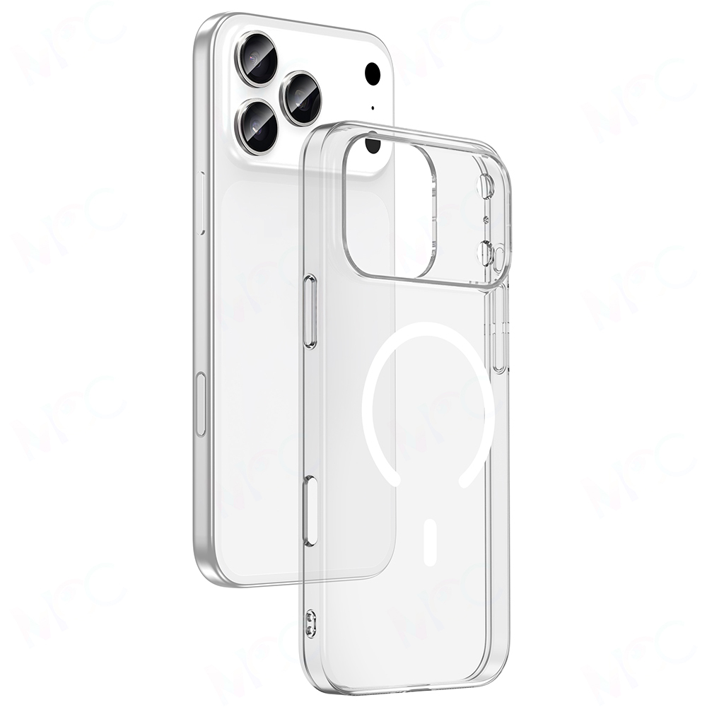 Apple iPhone 17 Pro Max Kılıf Zore M-safe Şarj Özellikli Şeffaf Kamera Çerçeveli Porto Kapak - 1