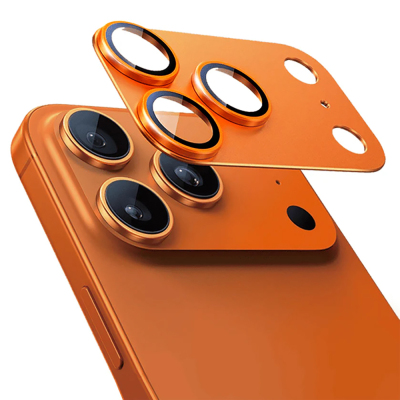 Apple iPhone 17 Pro Max Mohseven Alüminyum Kaplamalı Safir Anti Reflective Kamera Lens Koruyucu Turuncu