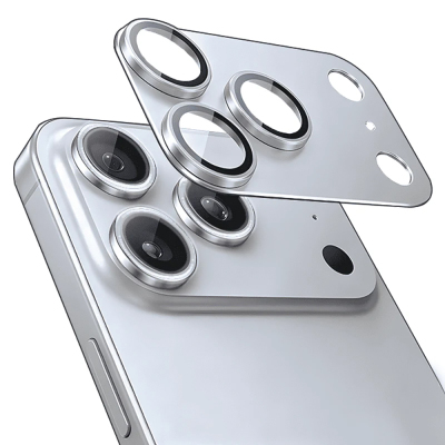 Apple iPhone 17 Pro Max Mohseven Alüminyum Kaplamalı Safir Anti Reflective Kamera Lens Koruyucu Gümüş