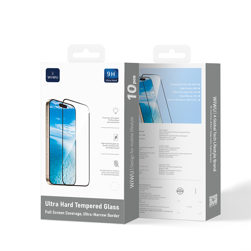 Apple iPhone 17 Pro Max Wiwu GT-008 Polimer Oleofobik Kaplama Şeffaf Pürüzsüz Temperli Cam Ekran Koruyucu 10'lu Paket - 3