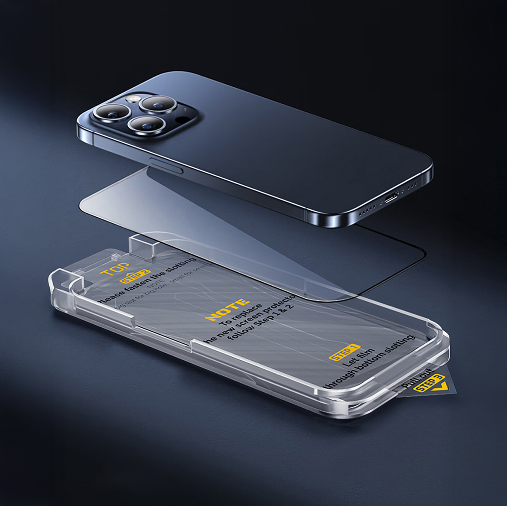 Apple iPhone 17 Pro Max Wiwu SQ-008 Oleophobic Easy Install Impact Resistant Tempered Glass Screen Protector + Easy Application Tool - 9
