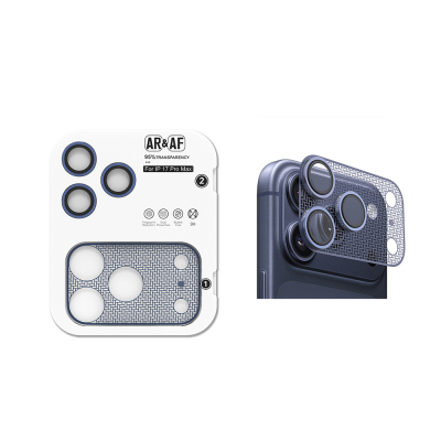 Apple iPhone 17 Pro Max Zore CL-22 Parmak İzi Bırakmayan Anti-Reflective 2in1 Kamera Lens Koruyucu Mavi