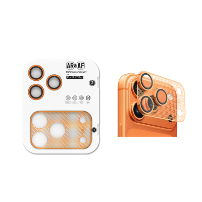 Apple iPhone 17 Pro Zore CL-22 Fingerprint-Resistant Anti-Reflective 2-in-1 Camera Lens Protector Orange