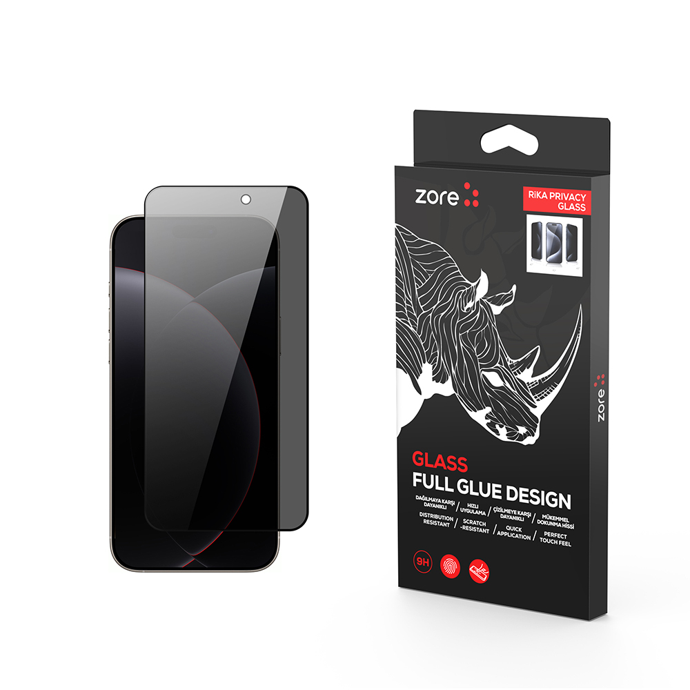 Apple iPhone 17 Pro Zore Rika Premium Privacy Temperli Cam Ekran Koruyucu - 2