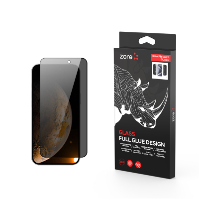 Apple iPhone 17 Zore Rika Premium Privacy Temperli Cam Ekran Koruyucu Siyah