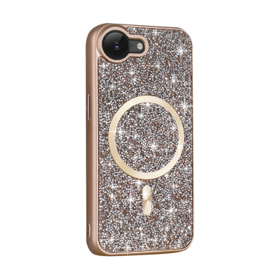 Apple iPhone 17E Case Diamond Design M-safe Charging Feature Zore Mosaic Silicone Cover Desert Titanyum