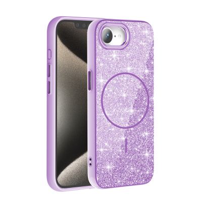 Apple iPhone 17E Case M-safe Charging Enabled Glowing Glitter Zore Okso Cover Derin Mor