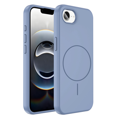 Apple iPhone 17E Case M-safe Charging Enabled Liquid Technology Wipeable Hard Cover Zore Kiwi Lavendery Gray