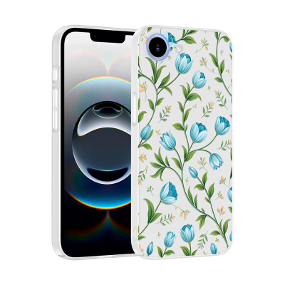 Apple iPhone 17E Case with Camera Protector, Patterned Zore Clip Cover Mavi Lale