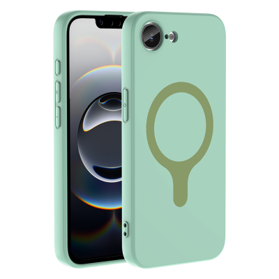 Apple iPhone 17E Case with M-Safe Charging Feature Zore Aris Silicone Cover Turquoise