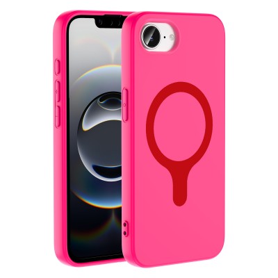 Apple iPhone 17E Case with M-Safe Charging Feature Zore Aris Silicone Cover Koyu Pembe