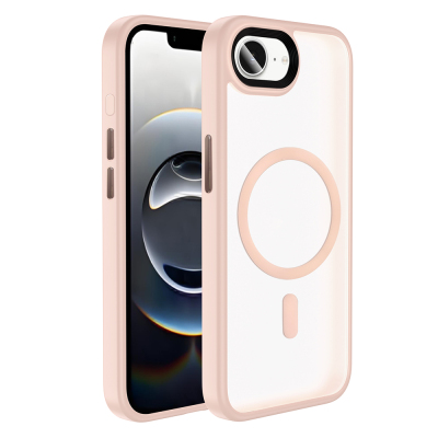 Apple iPhone 17E Case with Matte Back and Wireless Charging Feature - Zore Fleet M-safe Cover Pink