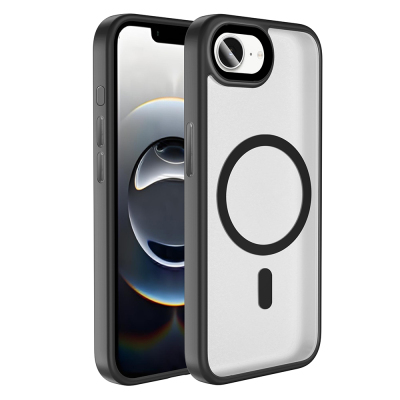 Apple iPhone 17E Case with Matte Back and Wireless Charging Feature - Zore Fleet M-safe Cover Black