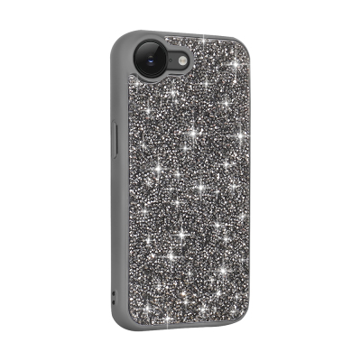 Apple iPhone 17E Case with Sparkling Stone Design Zore Diamond Cover Grey