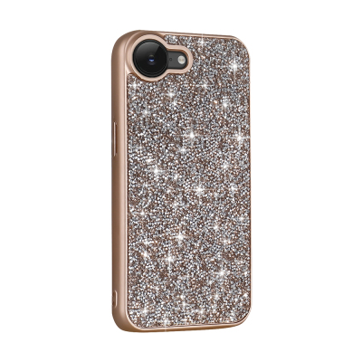 Apple iPhone 17E Case with Sparkling Stone Design Zore Diamond Cover Gold