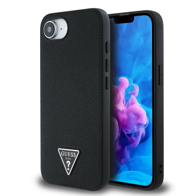 Apple iPhone 17E Guess Original Licensed M-safe Charging Case with Grained Triangle Cover Black